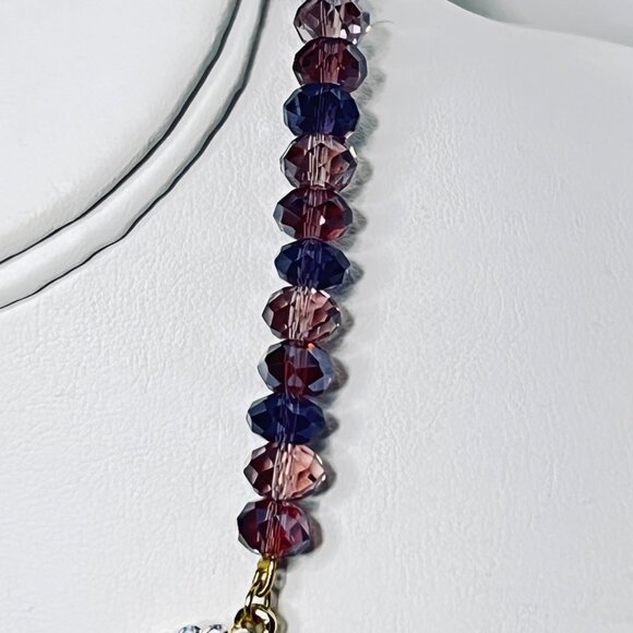 Kirks Folly Dream Angel Purple Crystal Beaded Bib Necklace (5992) - Picture 7 of 11